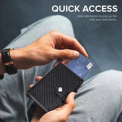 Carbon Fiber Rfid Blocking Mens Credit Card Holder Airtag Wallet