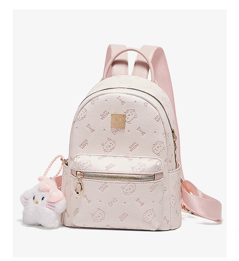 FOXER Brand PVC Leather Backpack Cute Embossing 2026 New Design Large Capacity School Bag Women's Fashion Travel Bags