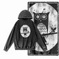 Vintage Owl Graphic Acid-Washed Black Hoodie