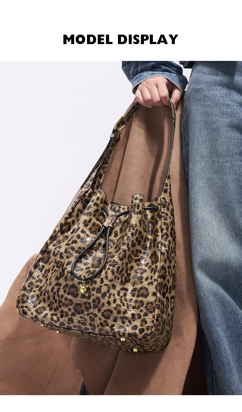 BAFELLI Leopard-Print Cow Leather Hobo Bag