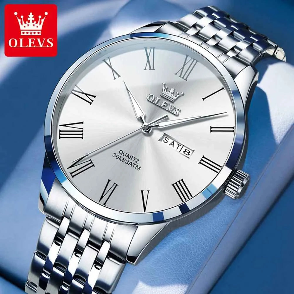 OLEVS 3633 Business Quartz Watch for Men - Waterproof Luminous Dual Calendar Display Gift