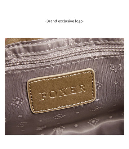 FOXER Female Shoulder Bag Split Leather Crossbody Bag Fashion Luxury Design Saddle Bag Commute Daily Use Gift for Lover