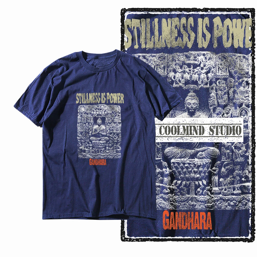 COOLMIND X0080 Serenity Buddha Graphic Cotton Tee