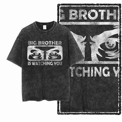 G02 Exclusive 100% Cotton Big Size 1984 Graphic Men T-shirt | Acid Washed Streetwear Cool Vintage O-neck Men's Tee Tshirt