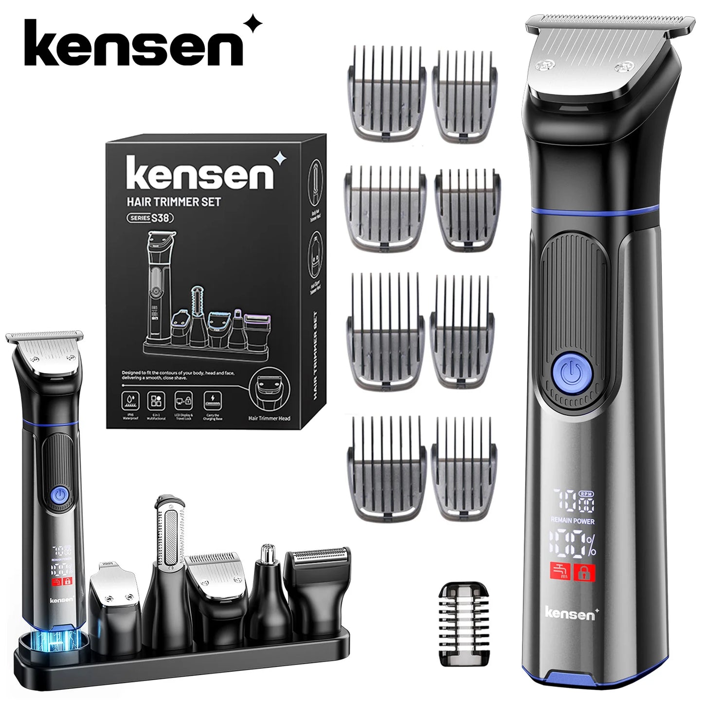 Kensen S38 Electric Hair Trimmer for Men 6 in 1 Body Hair Shaver