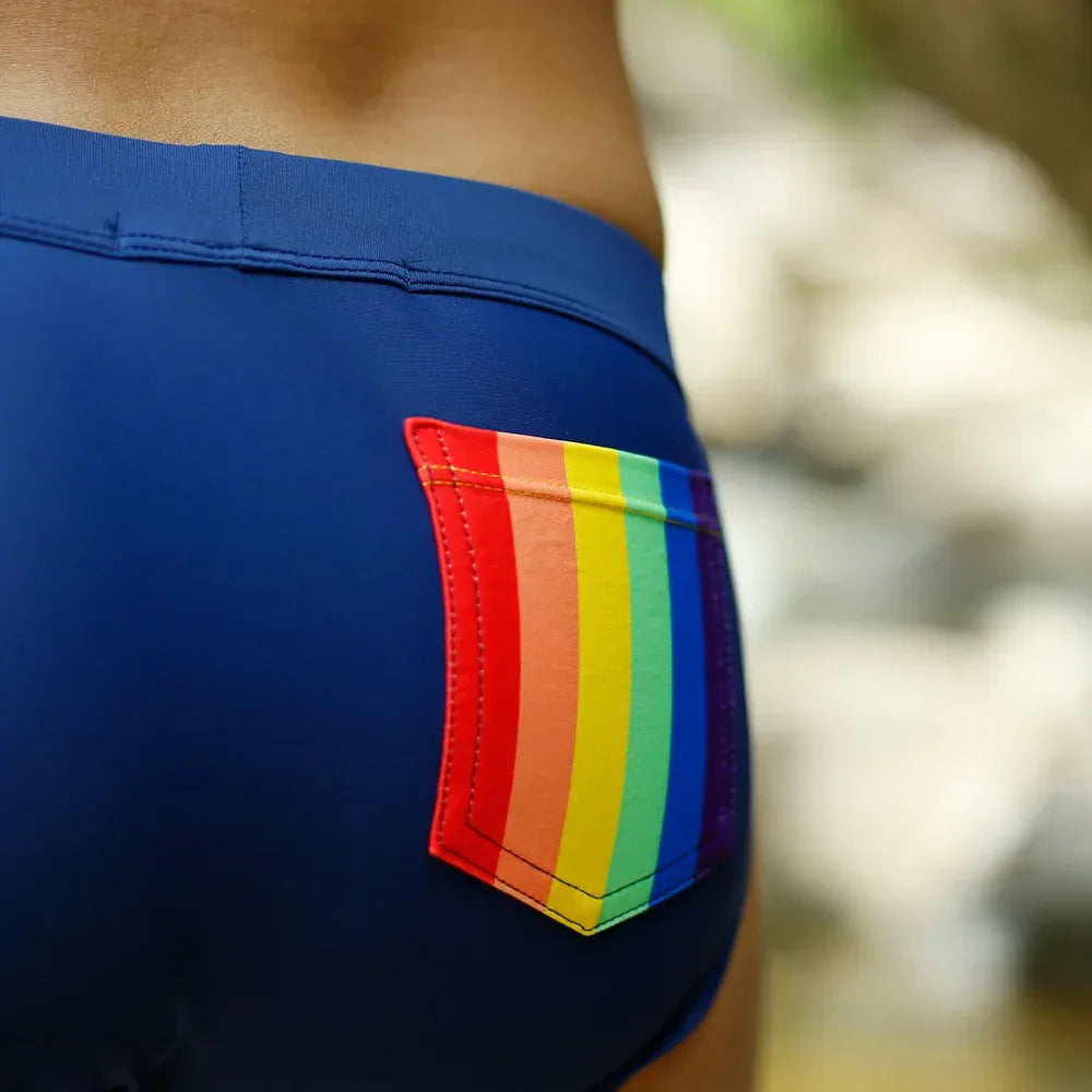 UXH Men's Swimsuit Push-Up Rainbow Briefs - ShopHub
