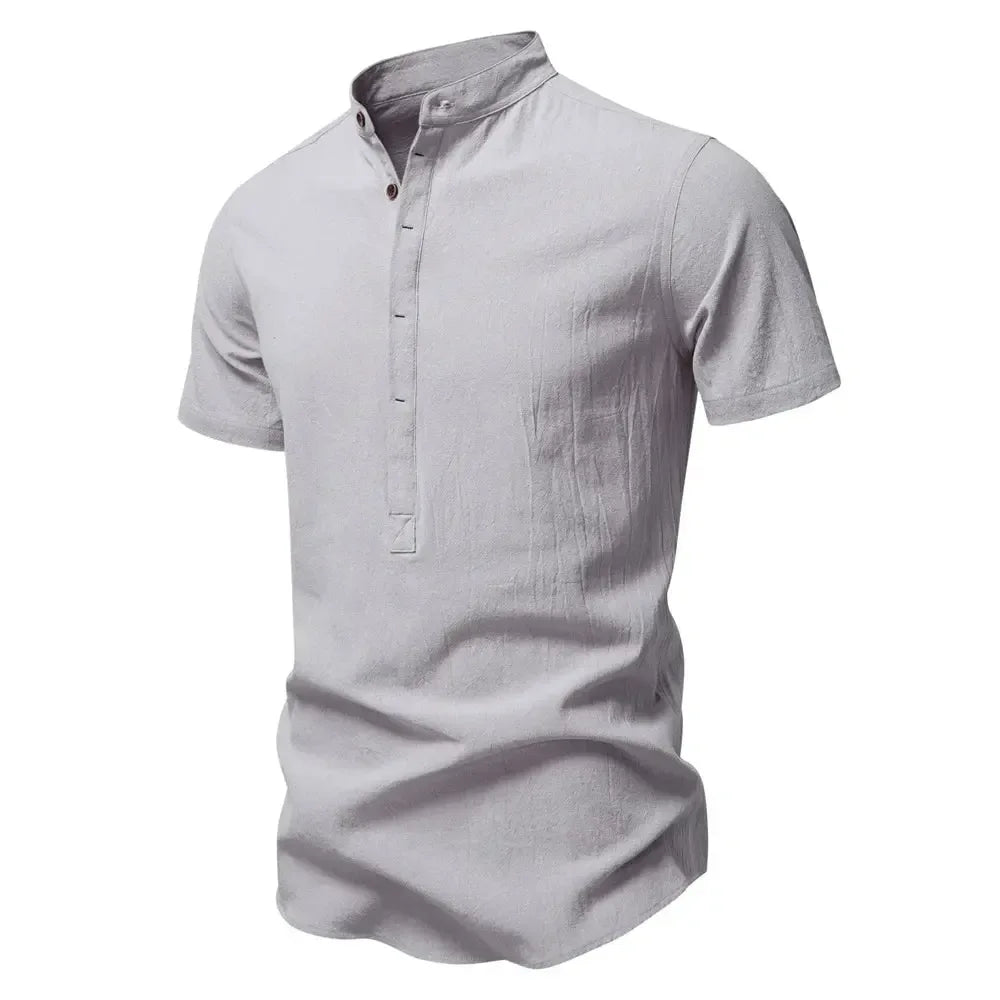 AIOPESON Men's Short Sleeve Linen Shirts - ShopHub