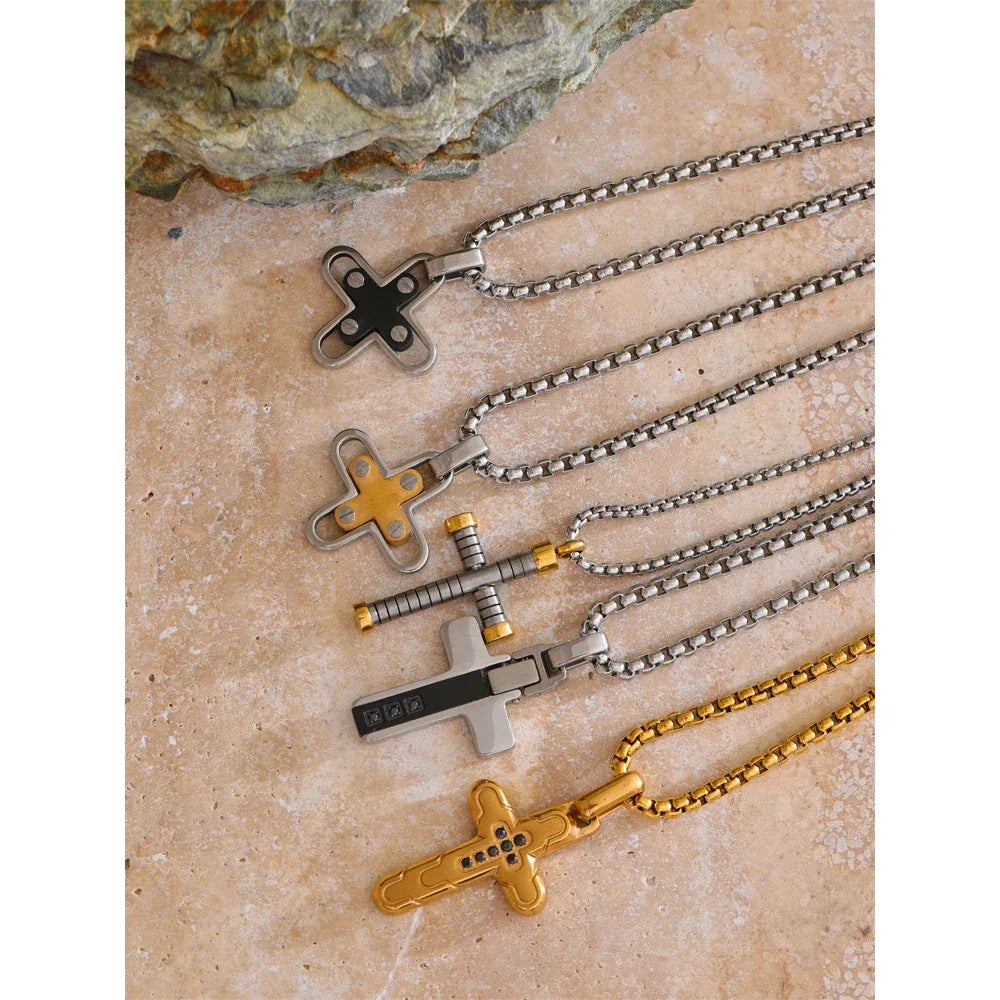 Stainless Steel Creative Cross Pendant Necklace - ShopHub