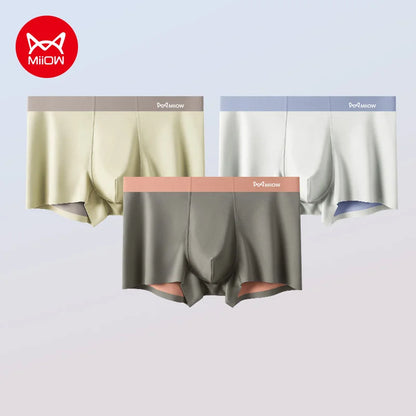 MiiOW Breathable Nylon Men's Underwear - 3Pcs Seamless Antibacterial Boxer Briefs