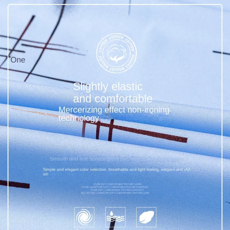 Men's Non-Iron Dress Shirts for Spring Autumn | Anti-Wrinkle Business Casual Thin Plaid Slim Fit Chemise Homme