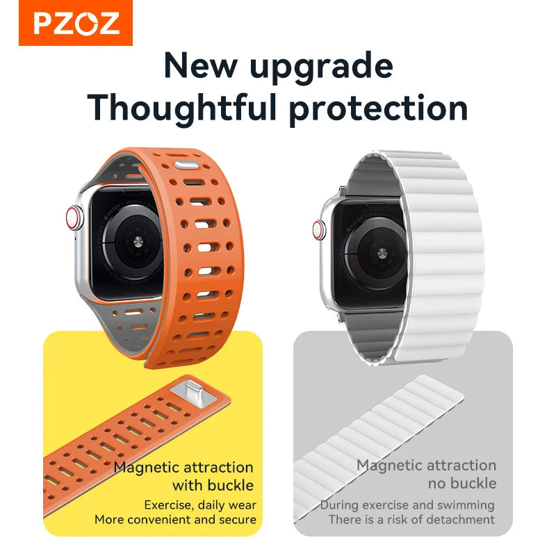 PZOZ Magnetic Silicone Apple Watch Strap with Buckle