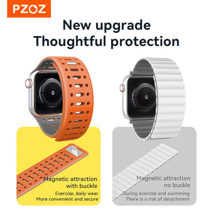 PZOZ Magnetic Silicone Apple Watch Strap with Buckle