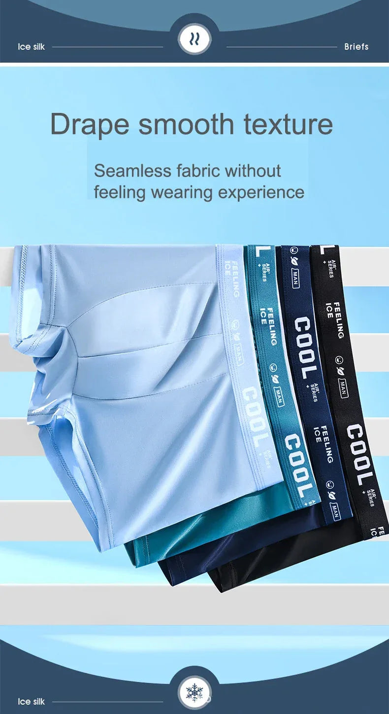 4 Pack Men's Ice Silk Boxer Shorts - ShopHub