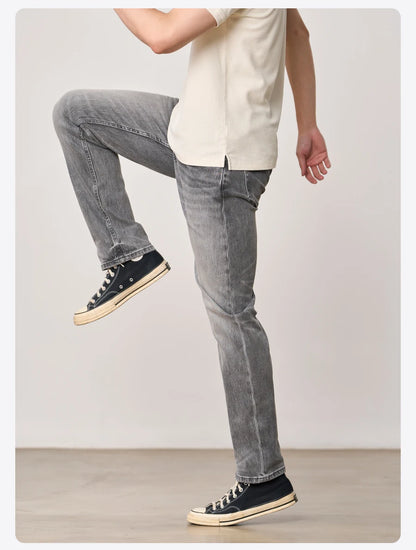 SIMWOOD【CT03/RS04】13.4OZ  Enzyme Washed Jeans Men 4-Way Stretch Denim Pants High Elastic