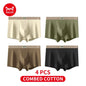MiiOW 4Pcs Cotton Men's Underwear Soft Antibacterial U-shaped Crotch Breathable Boxer Briefs