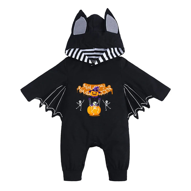 Kids Tales Batty Boo Cotton-Blend Halloween Baby Romper
