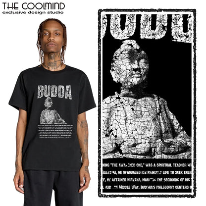 COOLMIND U0003 Buddha Statue Graphic Cotton Tee