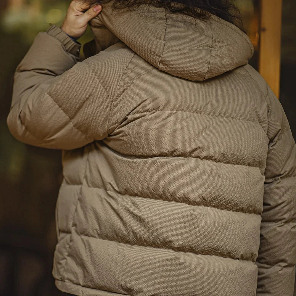 Premium Men's Winter Down Jacket—Navy Blue Hooded Quilted Warmth