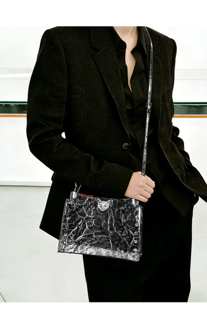 BAFELLI Rivet Cowhide Leather Crossbody Bag
