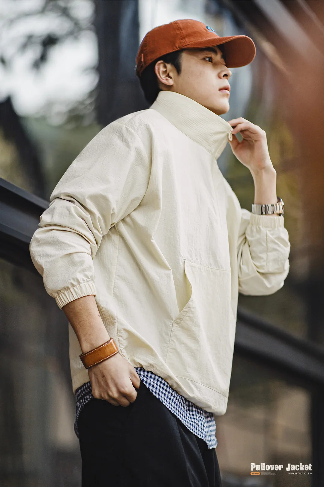 Maden Vintage Half-Zip Stand Collar Pullover Jacket Cityboy Outdoor Hoodie Men Spring Casual Sweatshirt Sporty Urban Streetwear