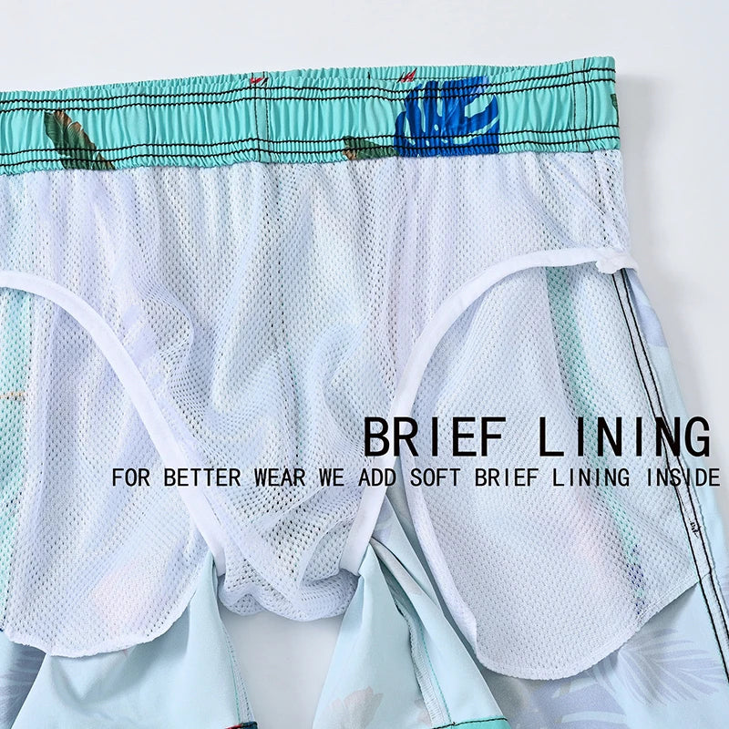 Men's breathable summer boardshorts with mesh liner, pockets, and quick-dry fabric, ideal for gym, run, or beach activities.