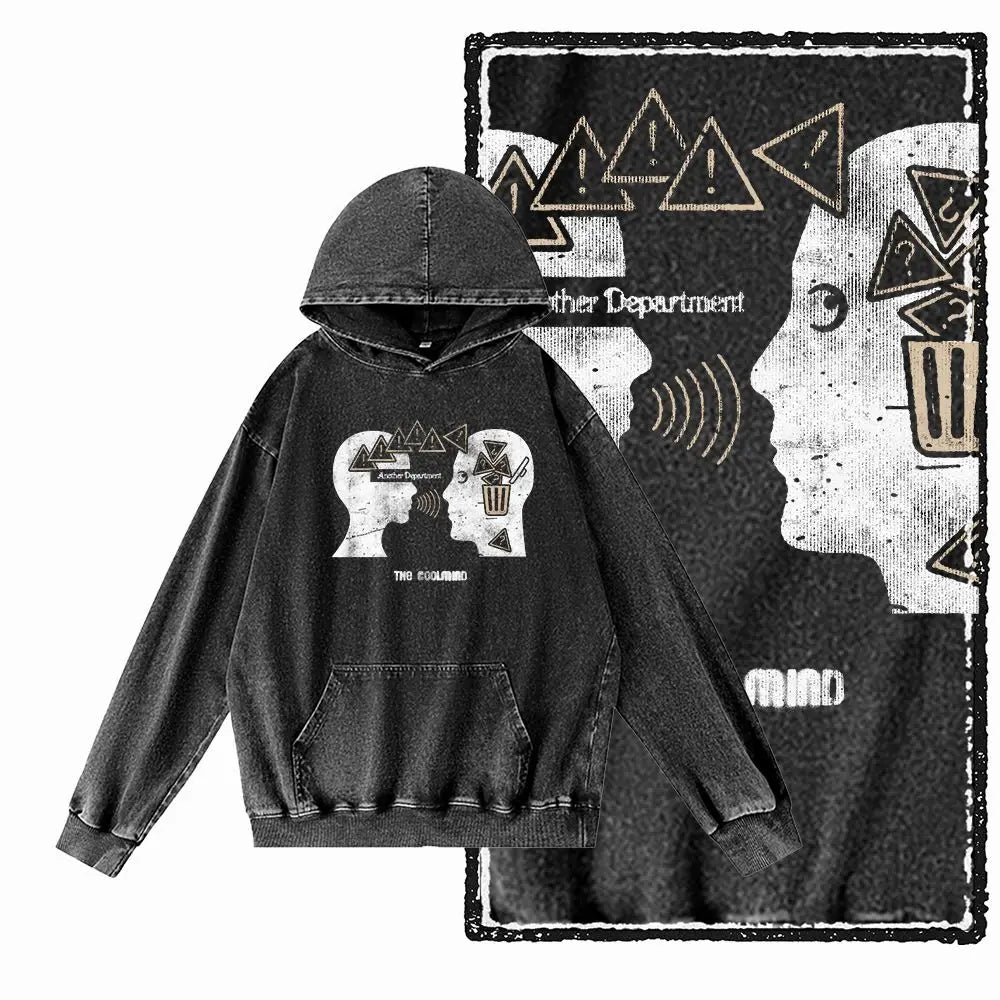 COOLMIND G14 Acid-Washed Black Printed Hoodie