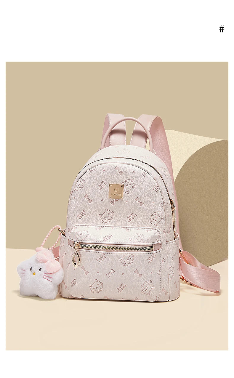 FOXER Brand PVC Leather Backpack Cute Embossing 2026 New Design Large Capacity School Bag Women's Fashion Travel Bags