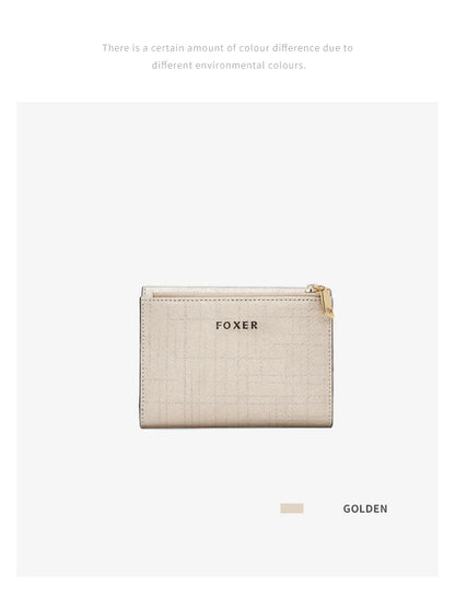 FOXER Women's Short Wallet – Premium Split Leather Design