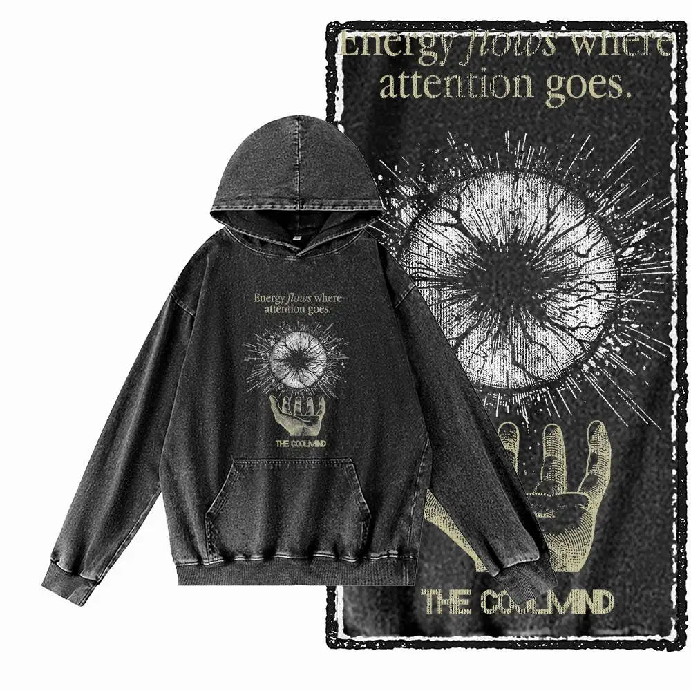 G12 Acid-Washed Black Streetwear Graphic Hoodie