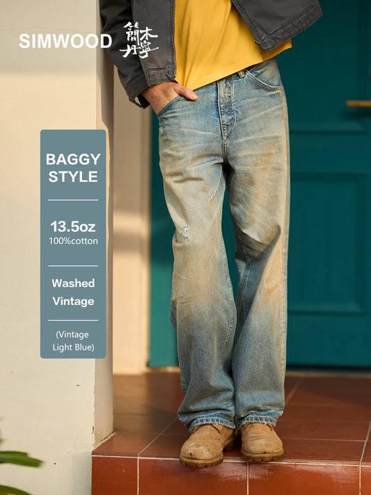 SIMWOOD Baggy Jeans – Heavyweight 13.5oz Vintage Denim