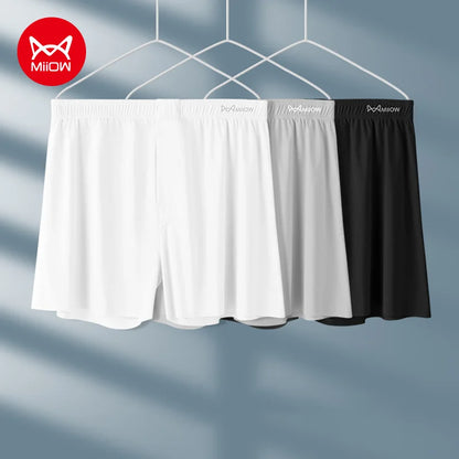 MiiOW Men's Ice Silk Boxer Shorts 3Pcs Breathable Underwear Large Size