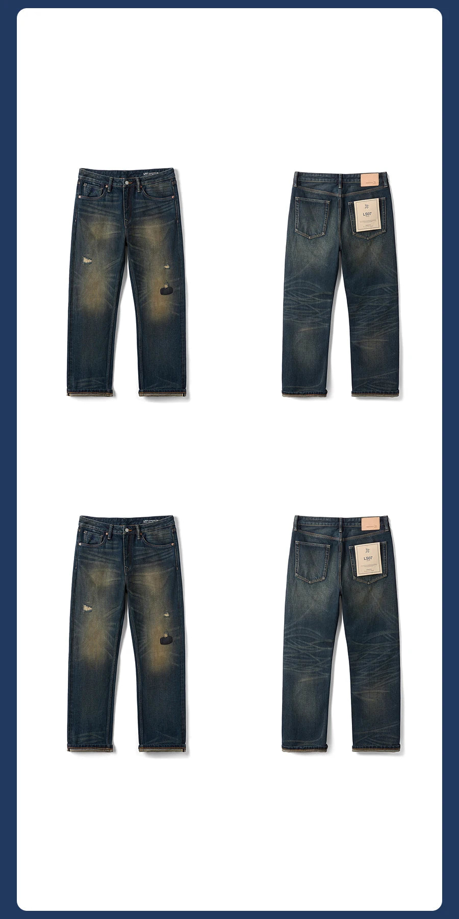SIMWOOD 2026 Spring New Loose Straight 16oz Heavyweight Selvedge Denim Jeans Men Vintage Distressed Ripped Jeans