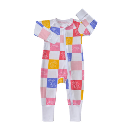 Kids Tales Dreamscape Bamboo-Blend Printed Zip Romper