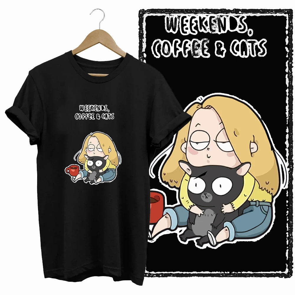 COOLMIND Black Cat Graphic T-Shirt | Women's 50-Design