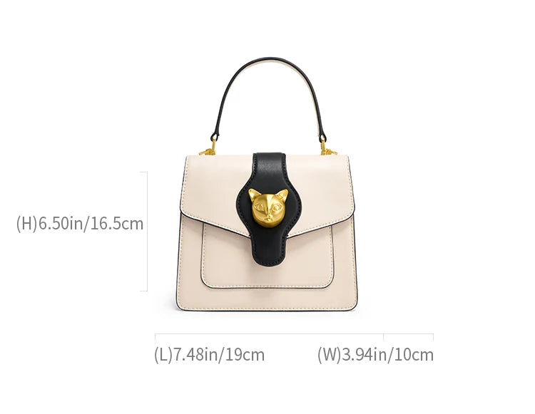 BAFELLI Cat Clasp Genuine Leather Doctor Bag
