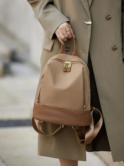 New Oxford &Leather Female Aesthetic Backpack School Bags Luxury Designer for Girls Women Backpacks Travel Light Weight - SC1708