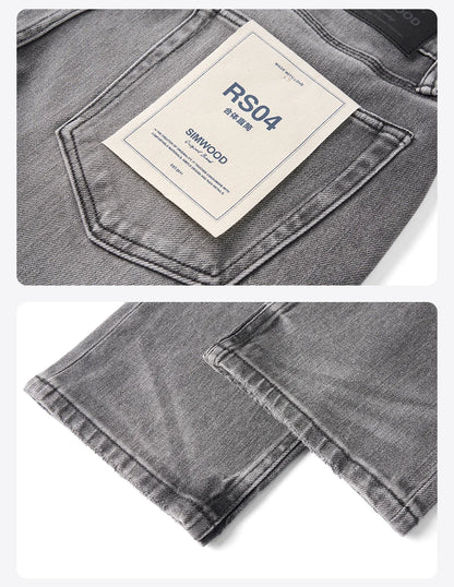 SIMWOOD【CT03/RS04】13.4OZ  Enzyme Washed Jeans Men 4-Way Stretch Denim Pants High Elastic