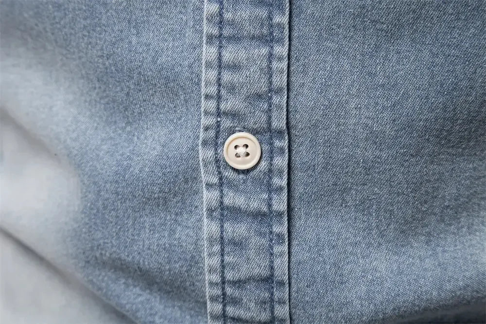 AIOPESON Men's Cotton Denim Slim Fit Shirts - ShopHub