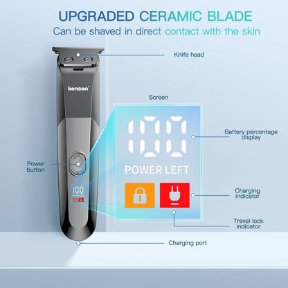 Kensen S25 Electric Trimmer - Adjustable Men's Razor Hair Cutting Machine and Beard Trimmer