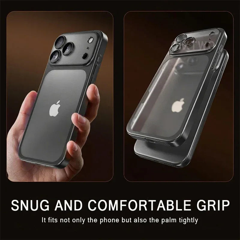 QIXTWO Luxury Plating Matte Transparent Wireless Charging Phone Case - ShopHub