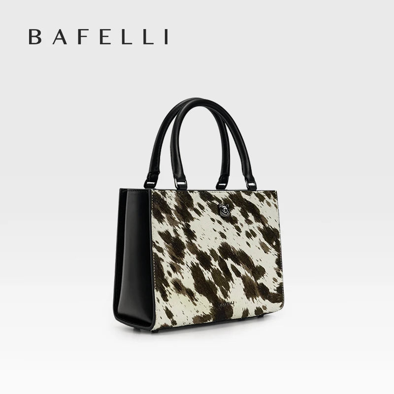 BAFELLI Real Fur & Leather Leopard Crossbody Bag