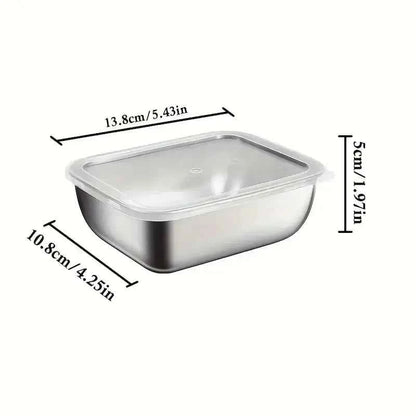 5-Piece Stainless Steel Food Storage Containers, Stackable Meal Prep Boxes for Fridge Lunch Travel Kitchen