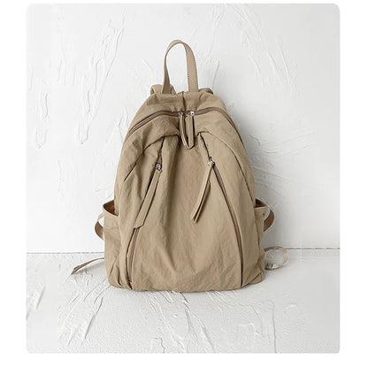 FOXER Simple Solid Color Backpack Women Backpack Waterproof Cotton Fabric Laptop School Bag Fashion Teenage Girl Travel Book Bag