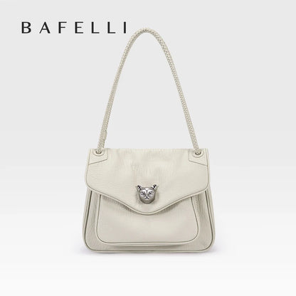 BAFELLI Chained Genuine Leather Satchel Bag