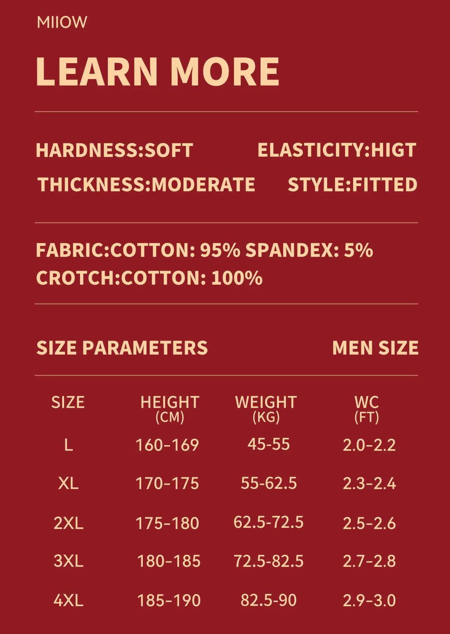 MiiOW 3Pcs Men's Antibacterial Cotton Boxers Lucky Red Breathable Underwear