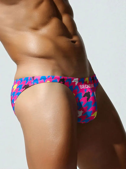 SEOBEAN Men's Printed Briefs with Contoured Pouch and Smooth Stretch Fabric - Sexy Fashion Underwear with Branded Waistband