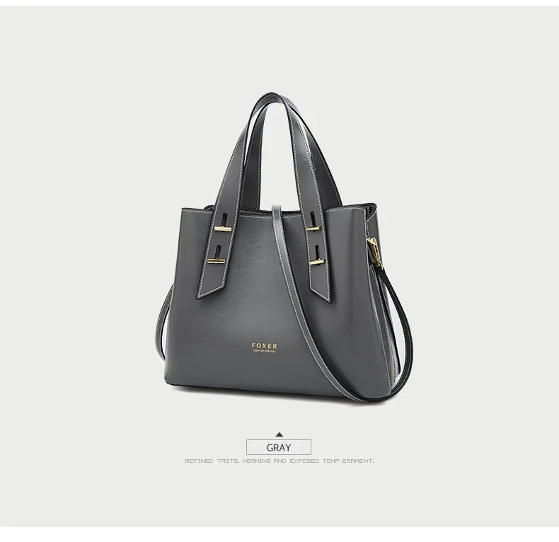 High Quality Women Split Leather Handbag Fashion Workplace Big Capacity Tote Bag Commuter Crossbody Shoulder Bags Mother's Gift