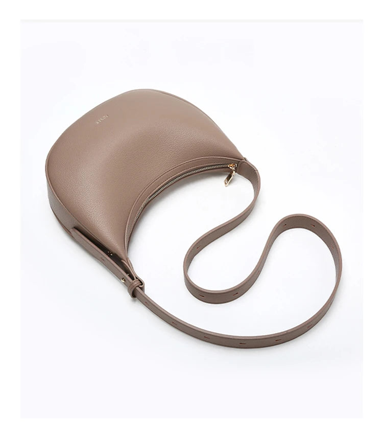 FOXER Women's Shoulder Bag PU Leather New Lady Crescent Underarm Bag Fashion Minimalist Crossbody Bag for Daily Casual Outfit
