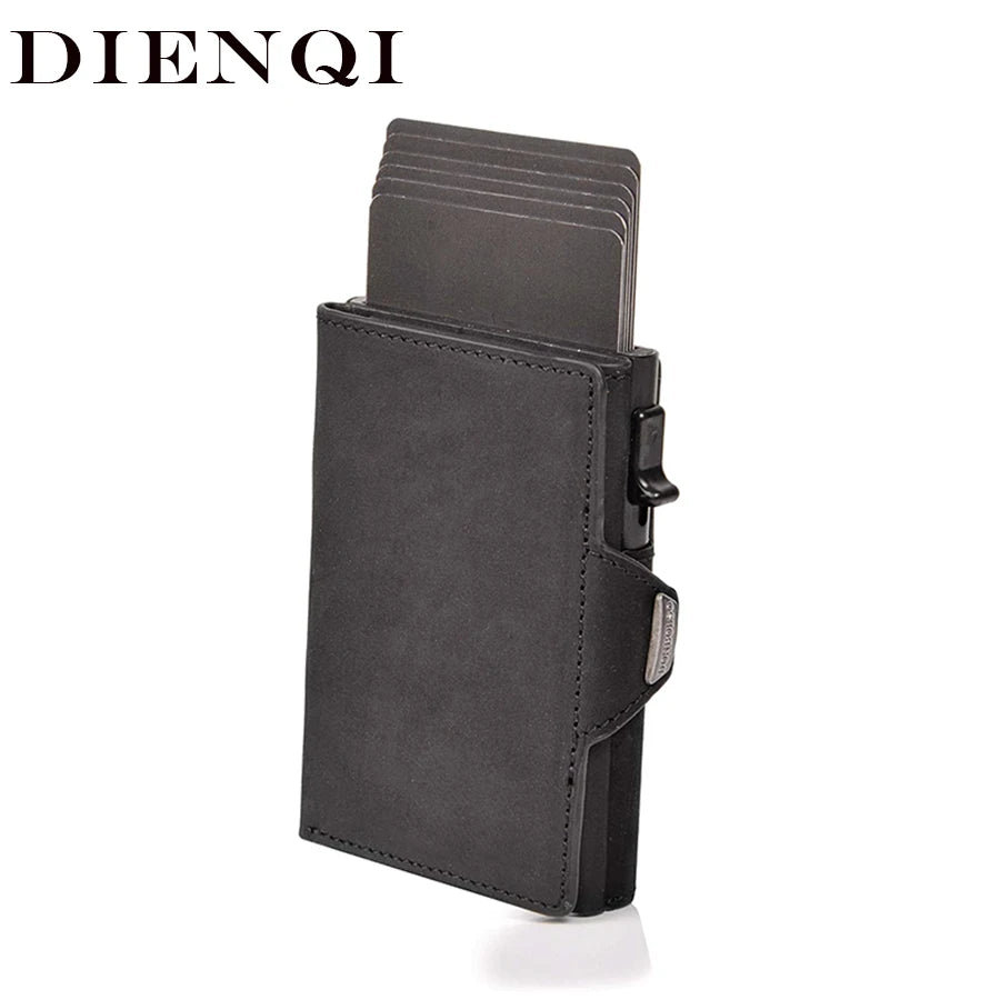 100% Crazy Horse Genuine Leather Men's Wallets - Rfid Card Holder
