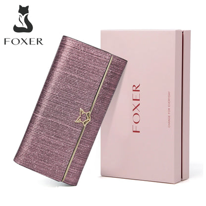 FOXER Women's Split Leather Long Wallet